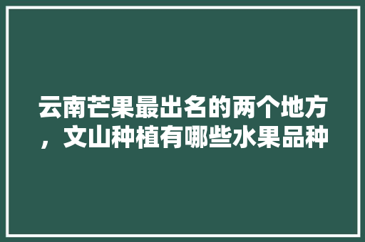 云南芒果最出名的两个地方，文山种植有哪些水果品种。 云南芒果最出名的两个地方，文山种植有哪些水果品种。 水果种植