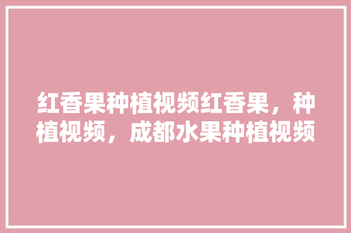 红香果种植视频红香果，种植视频，成都水果种植视频播放。 红香果种植视频红香果，种植视频，成都水果种植视频播放。 土壤施肥