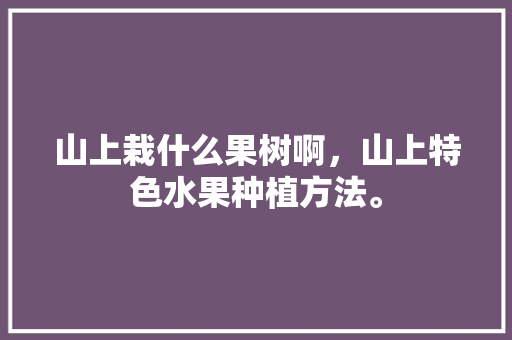 山上栽什么果树啊，山上特色水果种植方法。 山上栽什么果树啊，山上特色水果种植方法。 畜牧养殖