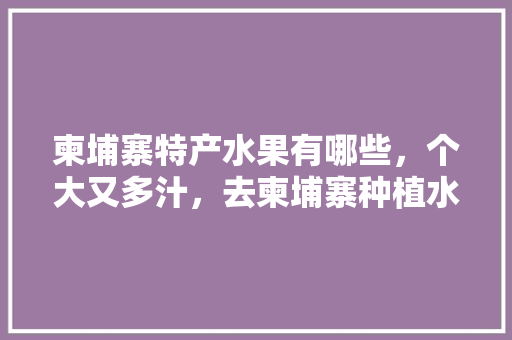 柬埔寨特产水果有哪些，个大又多汁，去柬埔寨种植水果赚钱吗。 柬埔寨特产水果有哪些，个大又多汁，去柬埔寨种植水果赚钱吗。 蔬菜种植