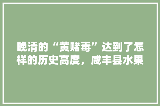 晚清的“黄赌毒”达到了怎样的历史高度，咸丰县水果种植基地。 晚清的“黄赌毒”达到了怎样的历史高度，咸丰县水果种植基地。 蔬菜种植