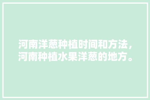 河南洋葱种植时间和方法，河南种植水果洋葱的地方。 河南洋葱种植时间和方法，河南种植水果洋葱的地方。 水果种植