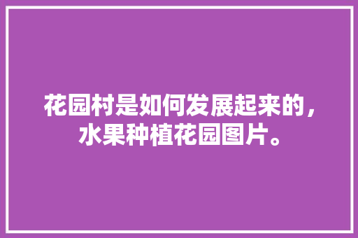 花园村是如何发展起来的，水果种植花园图片。 花园村是如何发展起来的，水果种植花园图片。 水果种植