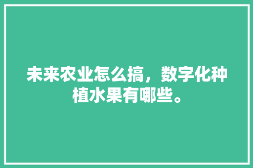 未来农业怎么搞，数字化种植水果有哪些。 未来农业怎么搞，数字化种植水果有哪些。 土壤施肥