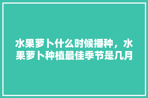 水果萝卜什么时候播种，水果萝卜种植最佳季节是几月。 水果萝卜什么时候播种，水果萝卜种植最佳季节是几月。 蔬菜种植