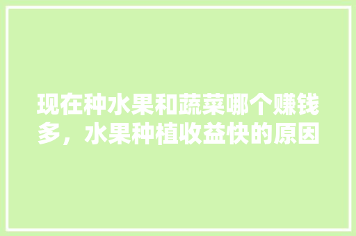 现在种水果和蔬菜哪个赚钱多，水果种植收益快的原因。 现在种水果和蔬菜哪个赚钱多，水果种植收益快的原因。 土壤施肥