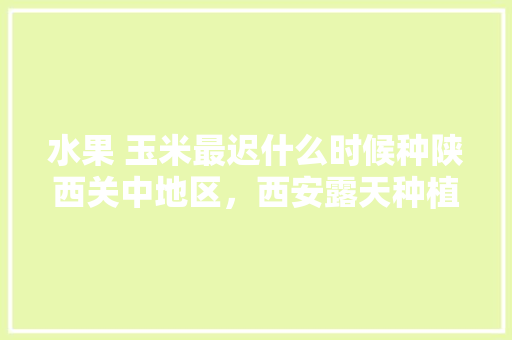 水果 玉米最迟什么时候种陕西关中地区，西安露天种植水果玉米的地方。 水果 玉米最迟什么时候种陕西关中地区，西安露天种植水果玉米的地方。 家禽养殖