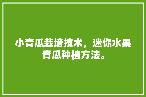 小青瓜栽培技术，迷你水果青瓜种植方法。 小青瓜栽培技术，迷你水果青瓜种植方法。 家禽养殖