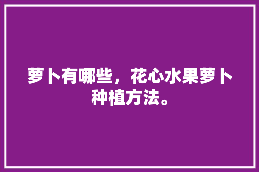 萝卜有哪些，花心水果萝卜种植方法。 萝卜有哪些，花心水果萝卜种植方法。 蔬菜种植