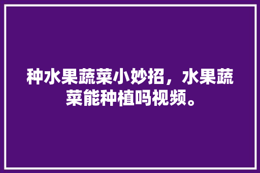 种水果蔬菜小妙招，水果蔬菜能种植吗视频。 种水果蔬菜小妙招，水果蔬菜能种植吗视频。 水果种植