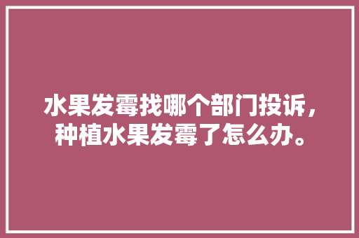 水果发霉找哪个部门投诉，种植水果发霉了怎么办。 水果发霉找哪个部门投诉，种植水果发霉了怎么办。 水果种植