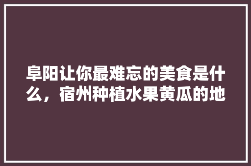 阜阳	让你最难忘的美食是什么，宿州种植水果黄瓜的地方。 阜阳	让你最难忘的美食是什么，宿州种植水果黄瓜的地方。 家禽养殖