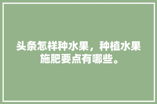 头条怎样种水果，种植水果施肥要点有哪些。 头条怎样种水果，种植水果施肥要点有哪些。 蔬菜种植