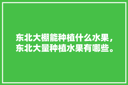 东北大棚能种植什么水果，东北大量种植水果有哪些。 东北大棚能种植什么水果，东北大量种植水果有哪些。 家禽养殖