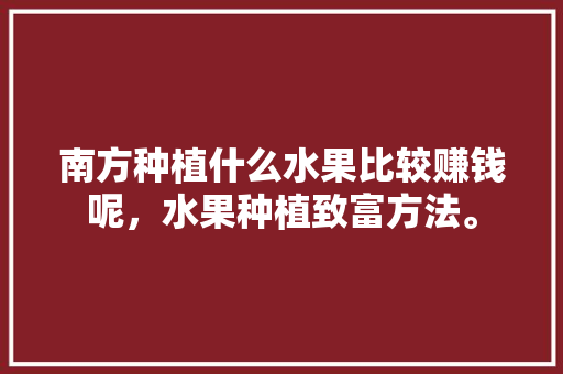 南方种植什么水果比较赚钱呢，水果种植致富方法。 南方种植什么水果比较赚钱呢，水果种植致富方法。 水果种植