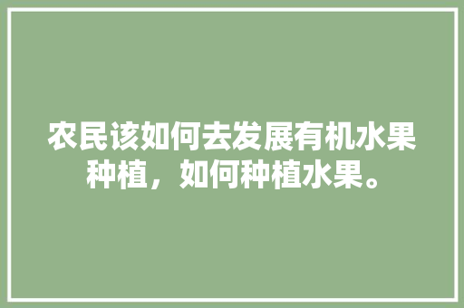 农民该如何去发展有机水果种植，如何种植水果。 农民该如何去发展有机水果种植，如何种植水果。 蔬菜种植