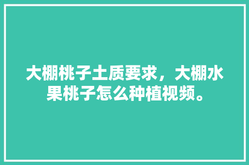 大棚桃子土质要求，大棚水果桃子怎么种植视频。 大棚桃子土质要求，大棚水果桃子怎么种植视频。 土壤施肥