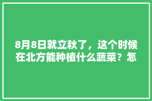 8月8日就立秋了，这个时候在北方能种植什么蔬菜？怎么种植呢，豫东适合种植水果蔬菜吗。 8月8日就立秋了，这个时候在北方能种植什么蔬菜？怎么种植呢，豫东适合种植水果蔬菜吗。 畜牧养殖