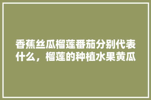 香蕉丝瓜榴莲番茄分别代表什么，榴莲的种植水果黄瓜怎么种。 香蕉丝瓜榴莲番茄分别代表什么，榴莲的种植水果黄瓜怎么种。 土壤施肥