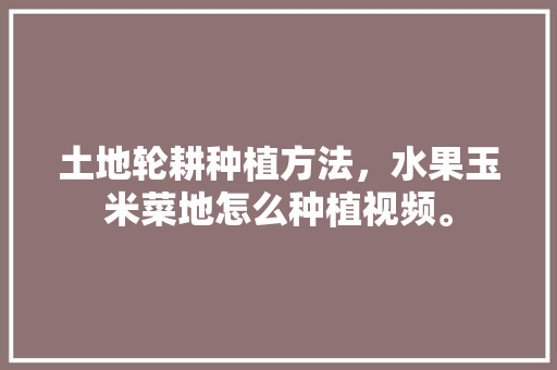 土地轮耕种植方法，水果玉米菜地怎么种植视频。 土地轮耕种植方法，水果玉米菜地怎么种植视频。 畜牧养殖