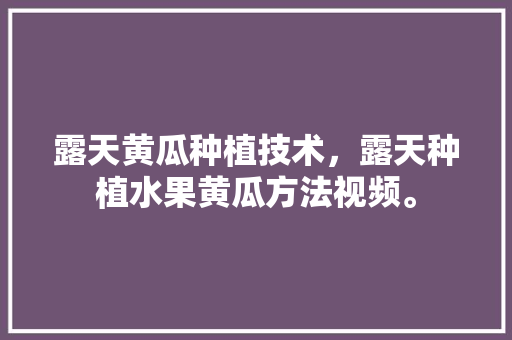 露天黄瓜种植技术，露天种植水果黄瓜方法视频。 露天黄瓜种植技术，露天种植水果黄瓜方法视频。 家禽养殖