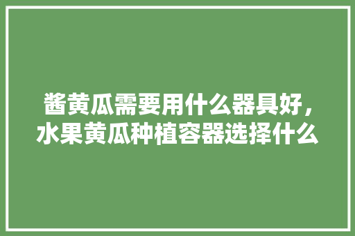 酱黄瓜需要用什么器具好，水果黄瓜种植容器选择什么。 酱黄瓜需要用什么器具好，水果黄瓜种植容器选择什么。 蔬菜种植