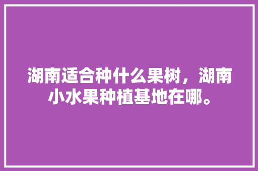 湖南适合种什么果树，湖南小水果种植基地在哪。 湖南适合种什么果树，湖南小水果种植基地在哪。 土壤施肥