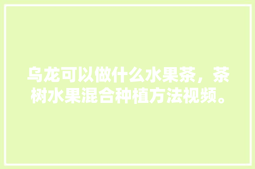 乌龙可以做什么水果茶，茶树水果混合种植方法视频。 乌龙可以做什么水果茶，茶树水果混合种植方法视频。 土壤施肥