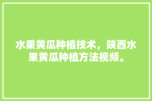 水果黄瓜种植技术，陕西水果黄瓜种植方法视频。 水果黄瓜种植技术，陕西水果黄瓜种植方法视频。 水果种植