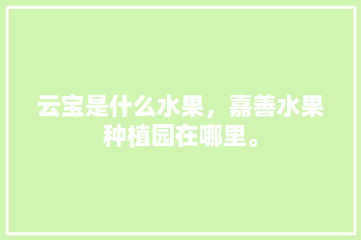 云宝是什么水果，嘉善水果种植园在哪里。 云宝是什么水果，嘉善水果种植园在哪里。 畜牧养殖