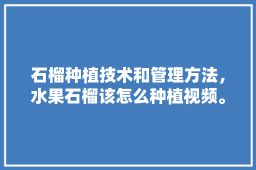 石榴种植技术和管理方法，水果石榴该怎么种植视频。 石榴种植技术和管理方法，水果石榴该怎么种植视频。 家禽养殖