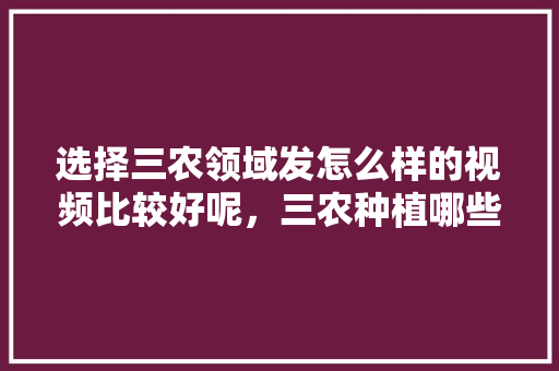 选择三农领域发怎么样的视频比较好呢，三农种植哪些水果好。 选择三农领域发怎么样的视频比较好呢，三农种植哪些水果好。 蔬菜种植