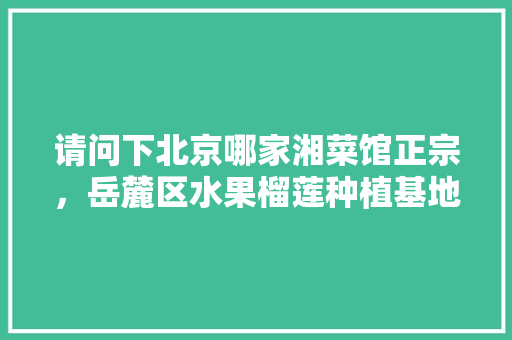 请问下北京哪家湘菜馆正宗，岳麓区水果榴莲种植基地在哪里。 请问下北京哪家湘菜馆正宗，岳麓区水果榴莲种植基地在哪里。 畜牧养殖