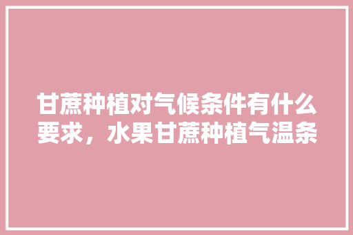 甘蔗种植对气候条件有什么要求，水果甘蔗种植气温条件是什么。 甘蔗种植对气候条件有什么要求，水果甘蔗种植气温条件是什么。 土壤施肥