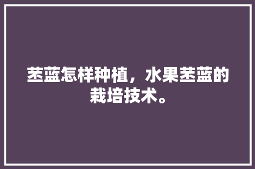 苤蓝怎样种植，水果苤蓝的栽培技术。 苤蓝怎样种植，水果苤蓝的栽培技术。 家禽养殖