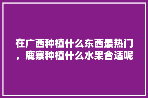 在广西种植什么东西最热门，鹿寨种植什么水果合适呢。 在广西种植什么东西最热门，鹿寨种植什么水果合适呢。 水果种植