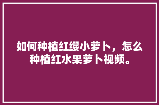 如何种植红缨小萝卜，怎么种植红水果萝卜视频。 如何种植红缨小萝卜，怎么种植红水果萝卜视频。 蔬菜种植