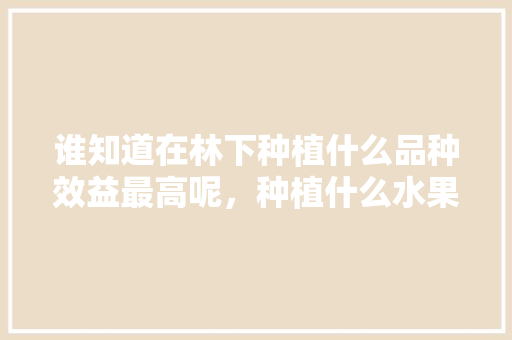 谁知道在林下种植什么品种效益最高呢，种植什么水果效益高又好。 谁知道在林下种植什么品种效益最高呢，种植什么水果效益高又好。 水果种植