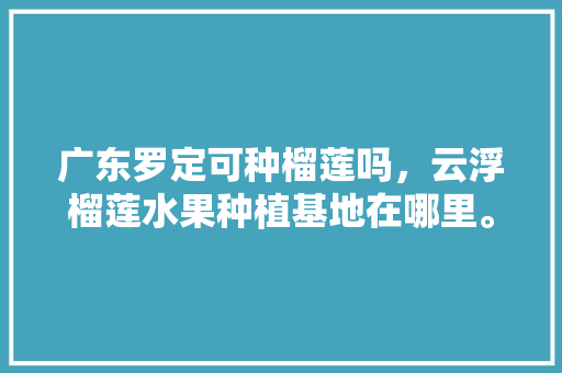 广东罗定可种榴莲吗，云浮榴莲水果种植基地在哪里。 广东罗定可种榴莲吗，云浮榴莲水果种植基地在哪里。 土壤施肥