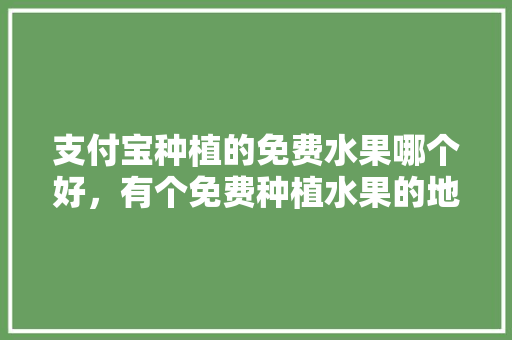 支付宝种植的免费水果哪个好，有个免费种植水果的地方。 支付宝种植的免费水果哪个好，有个免费种植水果的地方。 蔬菜种植