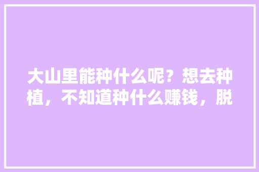 大山里能种什么呢？想去种植，不知道种什么赚钱，脱贫户种植小水果有补贴吗。 大山里能种什么呢？想去种植，不知道种什么赚钱，脱贫户种植小水果有补贴吗。 畜牧养殖