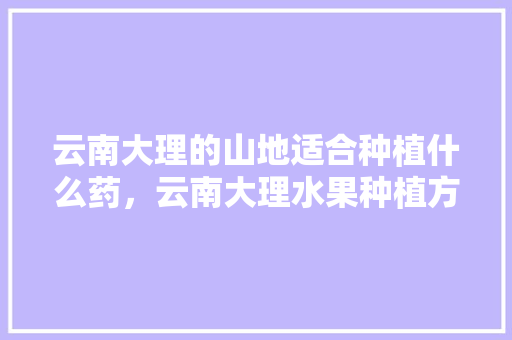 云南大理的山地适合种植什么药，云南大理水果种植方法和技术。 云南大理的山地适合种植什么药，云南大理水果种植方法和技术。 土壤施肥