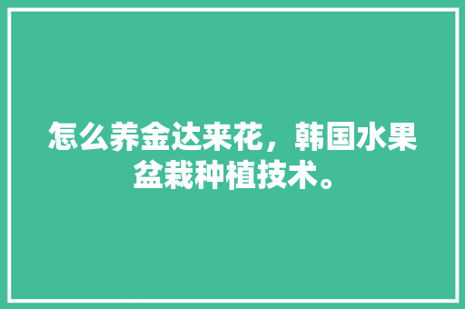 怎么养金达来花，韩国水果盆栽种植技术。 怎么养金达来花，韩国水果盆栽种植技术。 水果种植