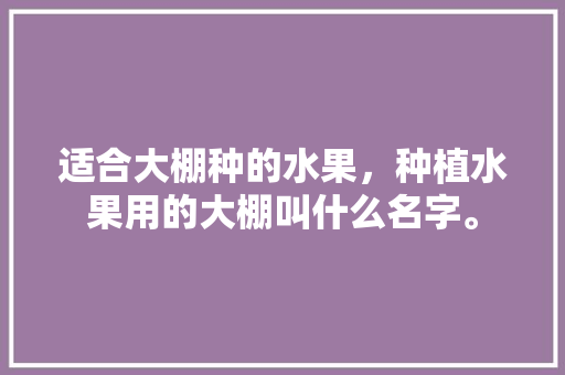 适合大棚种的水果，种植水果用的大棚叫什么名字。 适合大棚种的水果，种植水果用的大棚叫什么名字。 土壤施肥