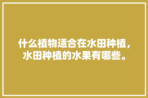 什么植物适合在水田种植，水田种植的水果有哪些。 什么植物适合在水田种植，水田种植的水果有哪些。 蔬菜种植