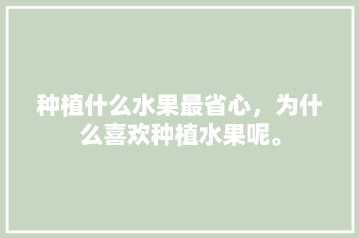 种植什么水果最省心，为什么喜欢种植水果呢。 种植什么水果最省心，为什么喜欢种植水果呢。 蔬菜种植