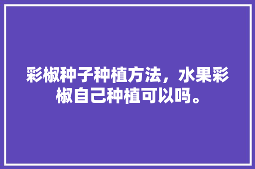 彩椒种子种植方法，水果彩椒自己种植可以吗。 彩椒种子种植方法，水果彩椒自己种植可以吗。 畜牧养殖