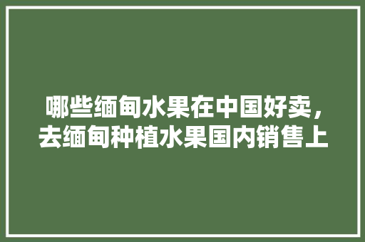 哪些缅甸水果在中国好卖，去缅甸种植水果国内销售上税多少。 哪些缅甸水果在中国好卖，去缅甸种植水果国内销售上税多少。 土壤施肥