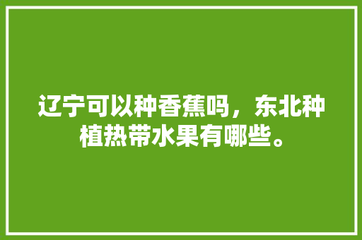 辽宁可以种香蕉吗，东北种植热带水果有哪些。 辽宁可以种香蕉吗，东北种植热带水果有哪些。 畜牧养殖