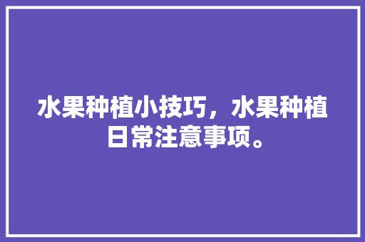 水果种植小技巧，水果种植日常注意事项。 水果种植小技巧，水果种植日常注意事项。 蔬菜种植